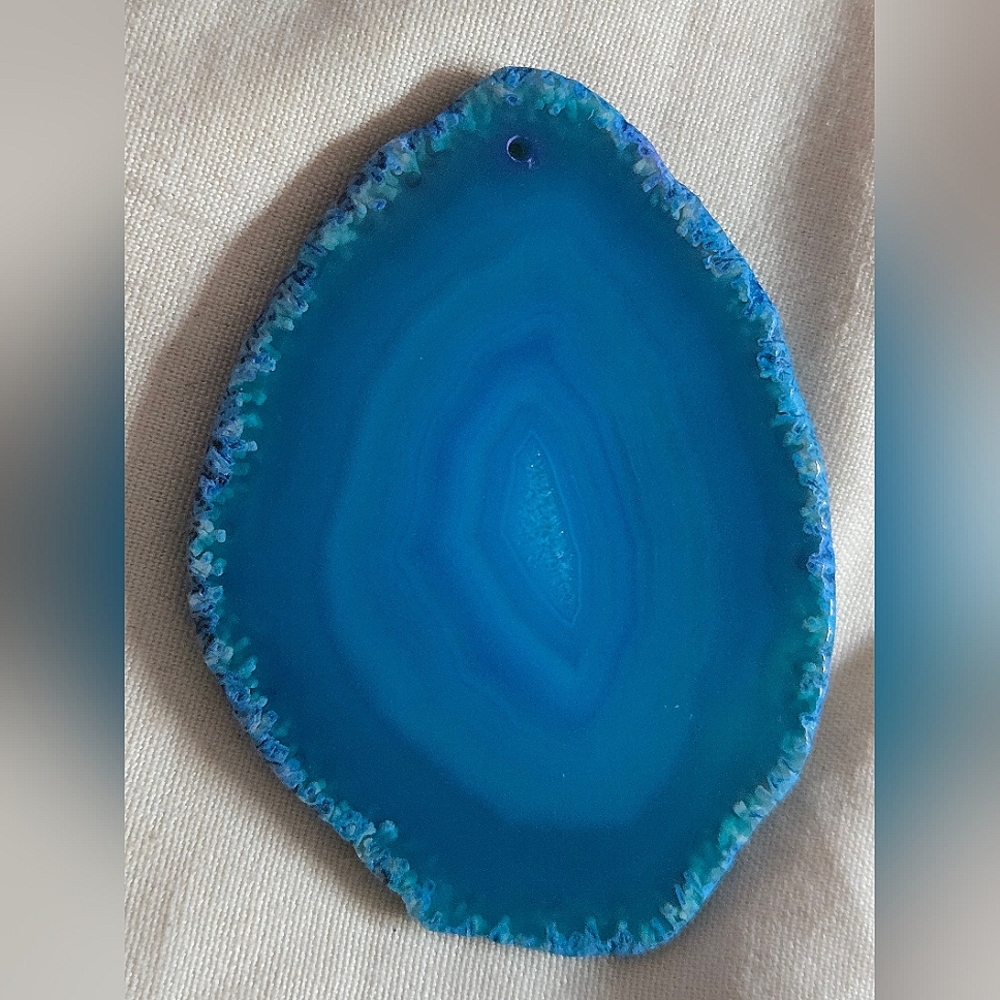 Big Blue Agate Slice Pendant